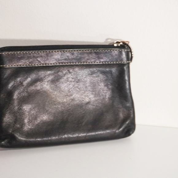 COACH Black Pleated Leather Small Wristlet w/Zip - Picture 8 of 8